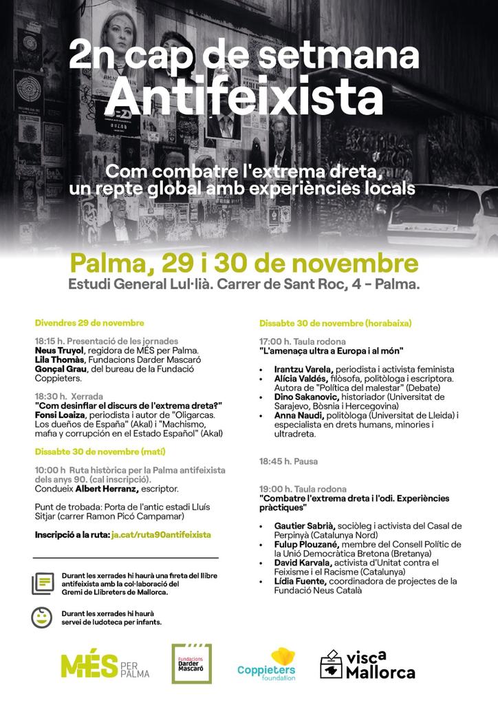 Aquest cap de setmana tens una cita a l'Estudi General Lul·lià.

Una iniciativa fantàstica de <a href="/MESperPalma/">MÉS per Palma</a> i <a href="/dardermascaro/">Fundacions Darder-Mascaró</a>.