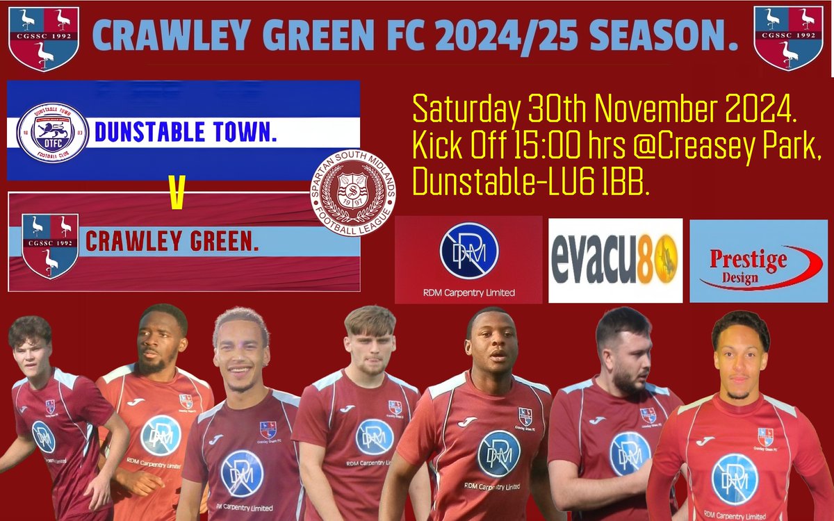 Crawley Green FC (@cgfc2024) on Twitter photo Next up for the Clarets we are on the Road again as we make the short trip to Creasey Park to meet <a href="/DunstableTownFC/">Dunstable Town FC #tOWNtogether</a> on Saturday for our Premier League fixture. Next up for the Clarets we are on the Road again as we make the short trip to Creasey Park to meet <a href="/DunstableTownFC/">Dunstable Town FC #tOWNtogether</a> on Saturday for our Premier League fixture.