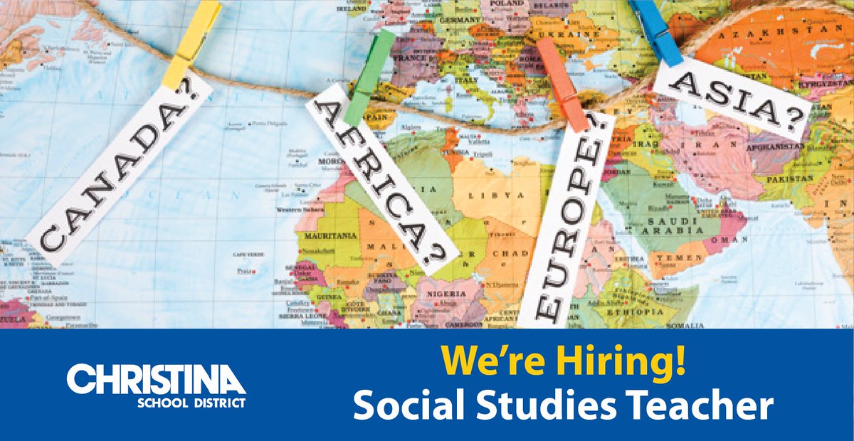 ChristinaK12's tweet photo. We're #NowHiring: Social Studies Teacher - Middle School at Kirk MS. Apply online to #JoinCSD: https://t.co/BhIiTLzU18.

📌 View all job openings: https://t.co/A7Wr8wud6o

#EduJobs #netde #hiring #WilmDE #NewarkDE https://t.co/pKbBOIWpuJ