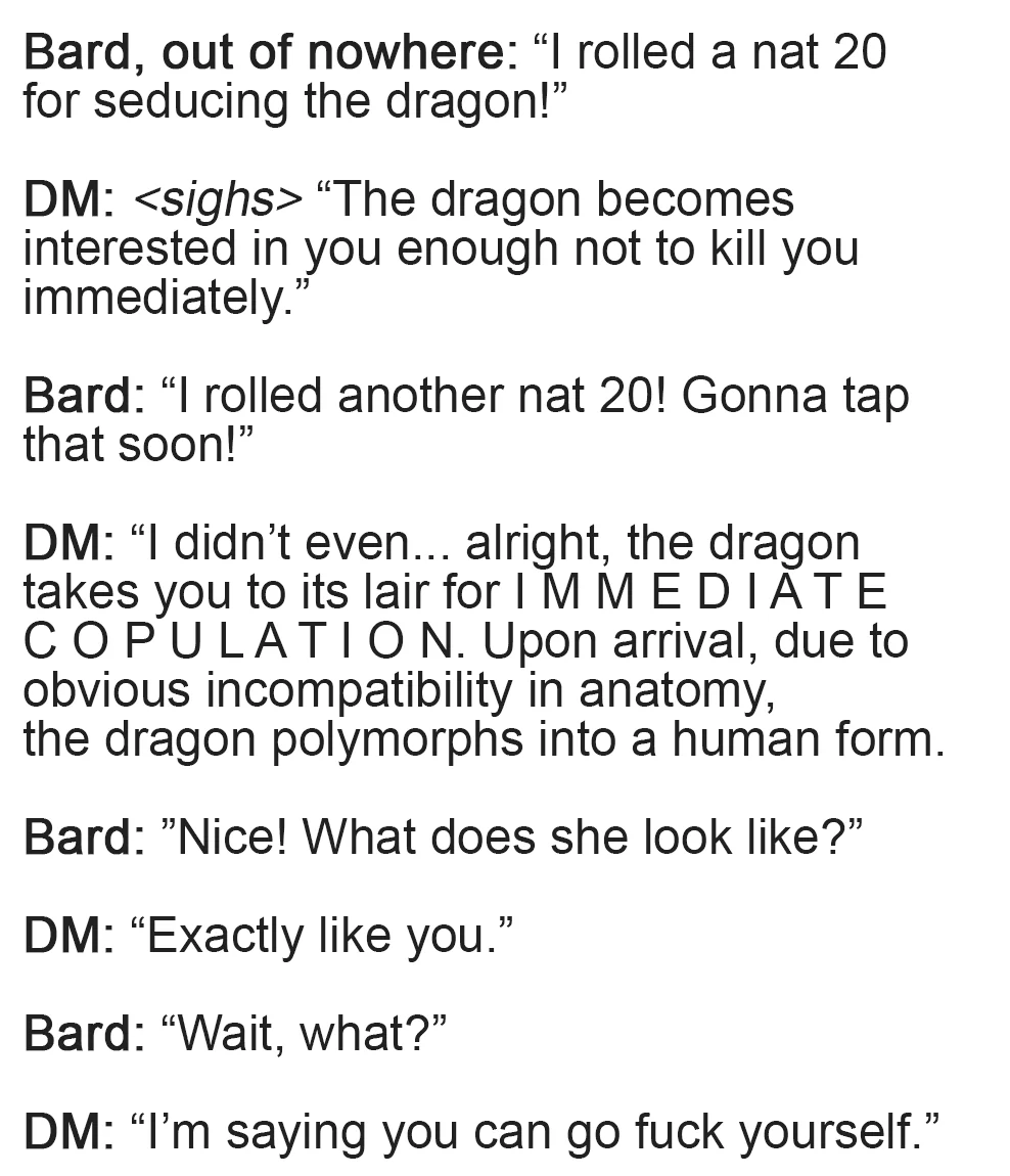 DoggertQBones's tweet photo. The average Eloquence Bard experience #DnD https://t.co/GKpsDTECu7
