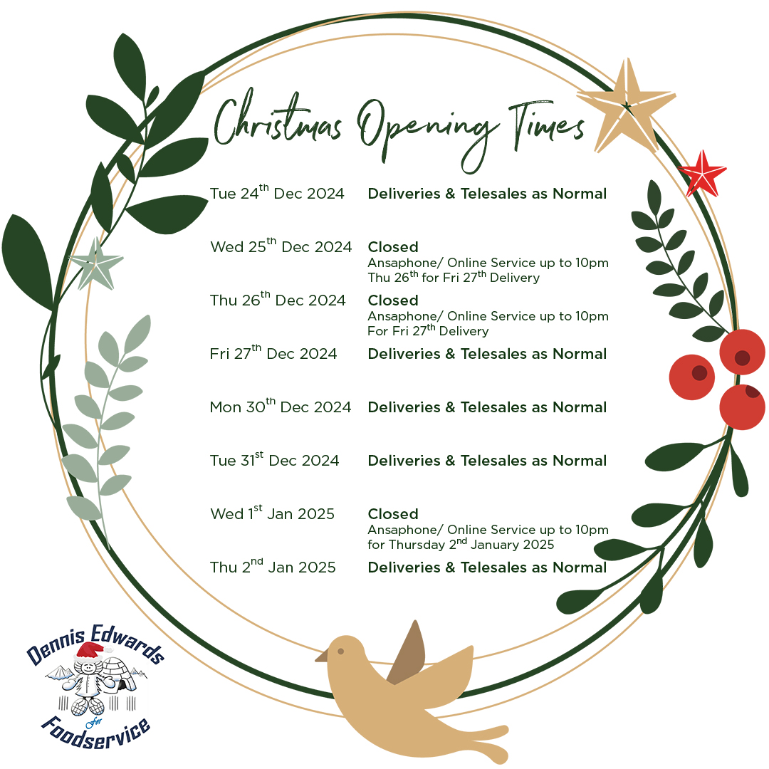 🎅 Christmas Opening Hours Alert! 🎅

As the festive season approaches, here’s everything you need to know about our opening times and delivery schedule.

#Foodservice #Hopsitality #Catering #Christmas
