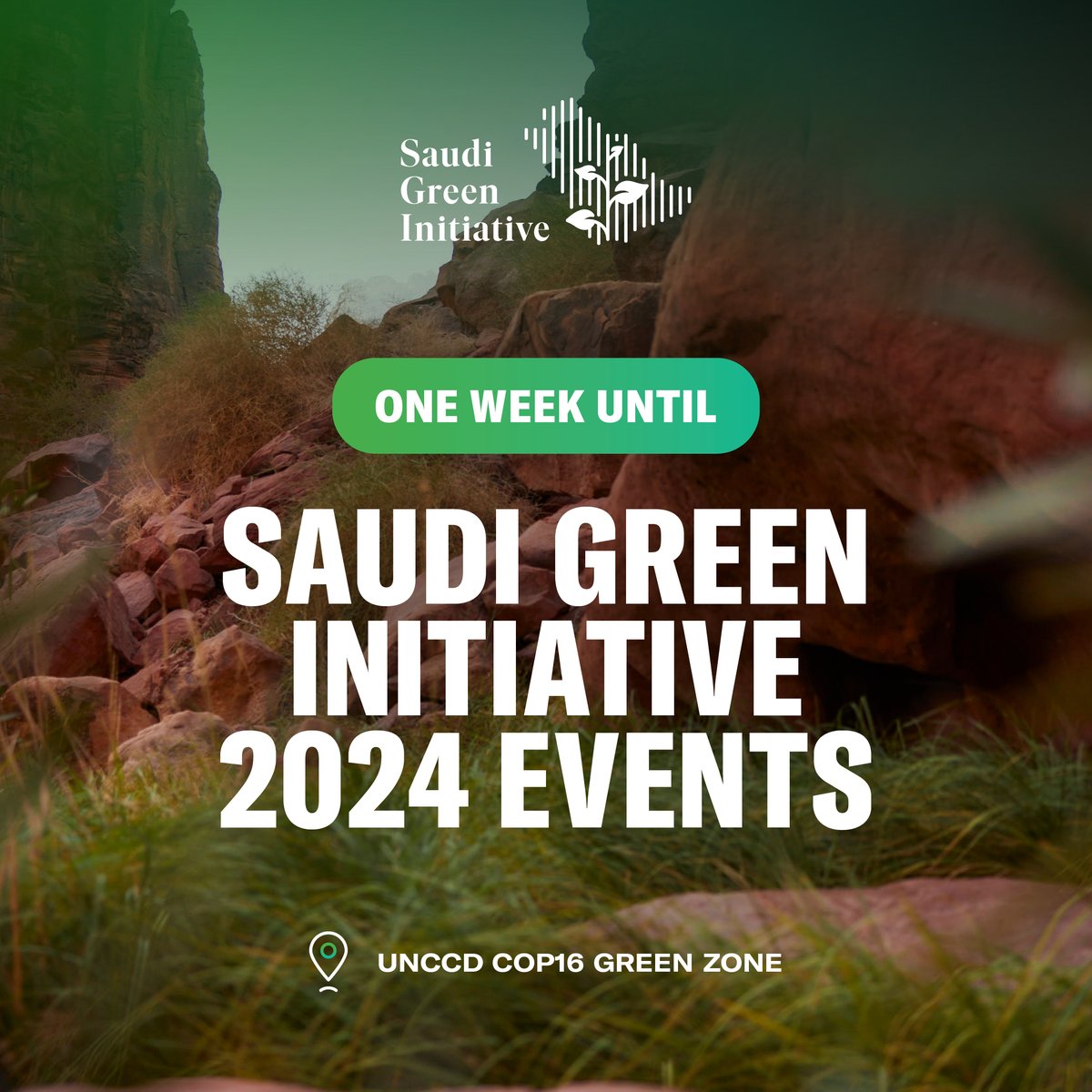 SGISaudi's tweet photo. The #SaudiGreenInitiative events are returning to Riyadh!
In a week’s time, the #SGIForum, #SGIGallery, and #SGITalks will showcase how the Kingdom is progressing on its climate agenda, helping safeguard our planet. 🌍
Join us at @COP16Riyadh from 2-13 December 📍