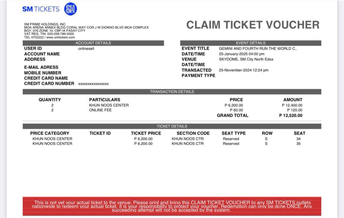 HOODANGINA's tweet photo. Hello! Selling Gemini and Fourth concert tickets.

Number of tickets available (2) 

Original price: 6,200 each 

Willing to sell for: 5,000 each 

Very discounted na since this is really unexpected. 

The seats are Khun Noos Pass Center. 

Rfs: Pinabili pero nag back out. https://t.co/4b8L2C7rh5