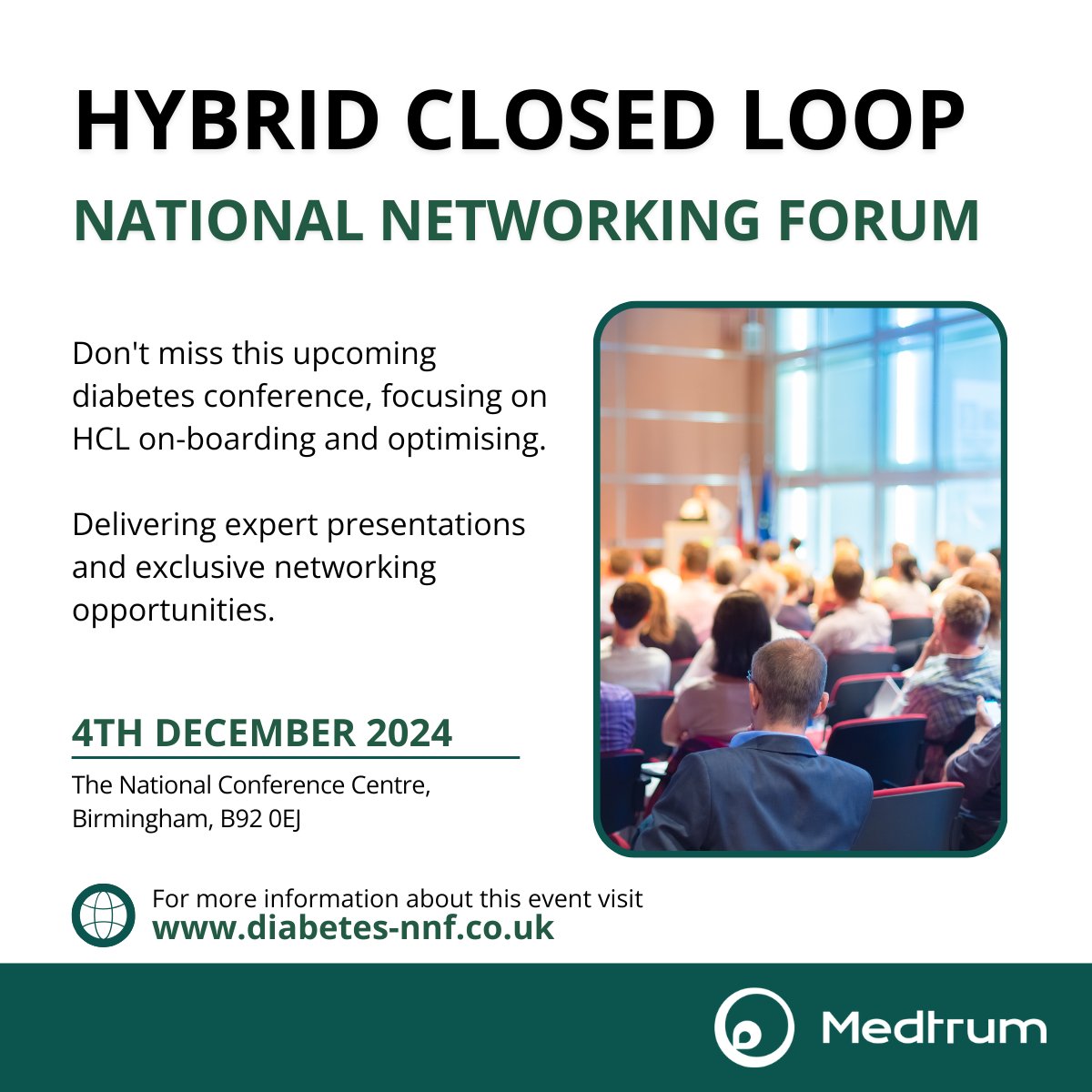 Medtrum are honoured to be the sponsors of this year's @diabetesnnf Hybrid Closed-Loop event taking place on the 4th December.

Hear from experts speakers such as <a href="/parthaskar/">Partha S Kar 🇮🇳🇬🇧🏏🎥</a>, Anne Marie Frohock <a href="/DrAliLumb/">Alistair Lumb</a>, Tara Lee and Dr Jackie Elliott

We hope to see you there  👋