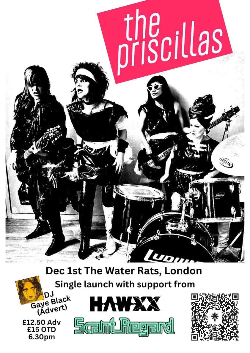 thepriscillas's tweet photo. #ThePriscillas play #theprincealbert #Brighton 28 Nov w/ #JoannaandTheDropouts!
And 1st Dec our star-studded #PLASTIC #singleLaunch @ #thewaterrats #London w/ @ScantRegard, #HAWXX + #DJs #GayeAdvertBlack + #RoiDeLune from #KillingJoke spinning!
https://t.co/CdD0T4xBNs #NewMerch https://t.co/nNKzBnK9D7