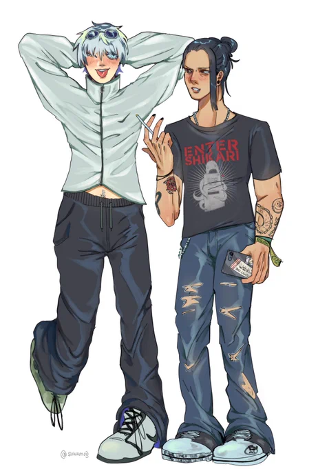 streetwear gojo x metalhead geto#stsg #satosugu #jjk #jujutsukaisen 