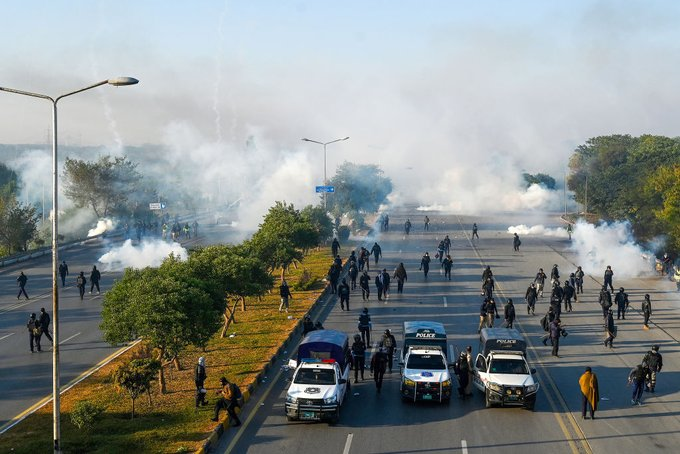 After two days of struggle and state repression, Imran Khan's supporters, led by his wife and KPK's CM, reached Islamabad's D-Chowk. Security forces opened fire, leaving several injured and some dead.