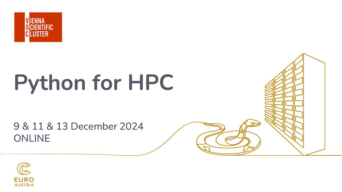 Python for HPC, one of our most popular courses, is coming soon!

Due to versatility &amp; ease of use, #Python is a great starting point for almost any project that involves #code. In this course, we share best practices &amp; tools for Python on HPC. Register ➡️events.vsc.ac.at/e/Python4HPC-2…