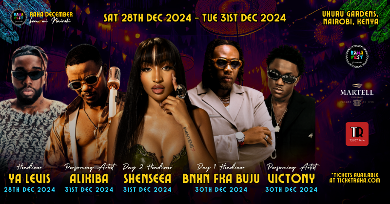 raha_fest's tweet photo. RAHA DECEMBER IS HERE!! Are you ready for this year's biggest end of year and cross over party?!?! We give you 5 days of non stop partying - 28th to 1st December, its going down!! We are shutting down Nairobi! Are you ready? Grab those tickets now! https://t.co/jB1jfSF9j9