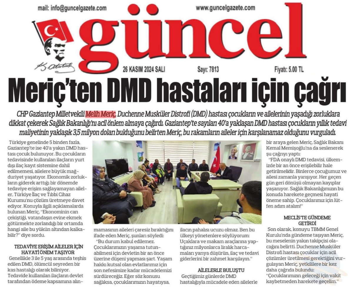Türkiye genelinde 5 binden fazla, Gaziantep’te ise 40’a yakın DMD hastası çocuk tedavi bekliyor. Yıllık maliyeti 3,5 milyon doları bulan ilaçlar, yurt dışı ilaç kayıt sistemine dahil edilmediği için aileler büyük mağduriyet yaşıyor. Sağlık Bakanı Kemal Memişoğlu, yavrularımız