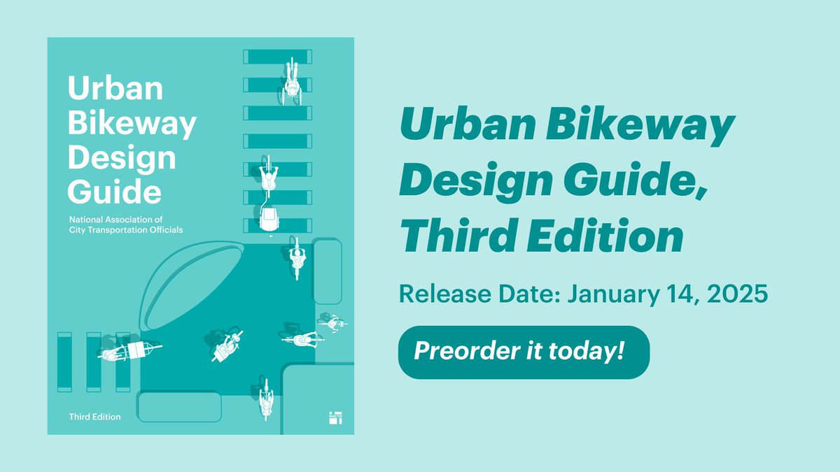 Over a decade ago, the first edition of the NACTO Urban Bikeway Design Guide sparked a design revolution in cities. 

Coming on January 14, 2025: the much-anticipated third edition! Developed for cities, by cities, the guide sets a new standard for designing streets for bikes.