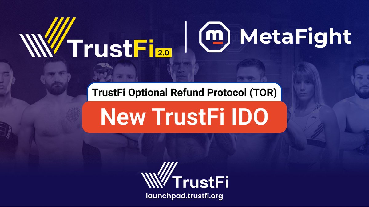 trustfiorg's tweet photo. 📣Proud to present TrustFi Launchpad's Next TOR-Protected IDO: @MetaFightOff 

🥊 MetaFight is an innovative economic model that integrates traditional players, digital platforms, gamification and technological innovations to further enhance the fan experience.

📈Key metrics
 🎯 Over 1,2M users on the Punch-to-Earn Telegram - the Metafight puncher - the first 3D game on Telegram: A simple yet addictive game designed to engage a new generation of users -Game.
 🎯 200+ sponsored IRL fights
 🎯 250 fights broadcasted in the MetaFight Room

🗓 MetaFight's IDO & Listing Information
🗓 Date: 11 AM UTC, November 29th 
🗓 TGE: December 3rd
💰 Price: $0.175
💸 Init. MCap: $604,975
🔓Vesting: Unlock 21.00% at TGE, 2 months cliff, then 12 months vesting
🔎 Contract Address: TBA