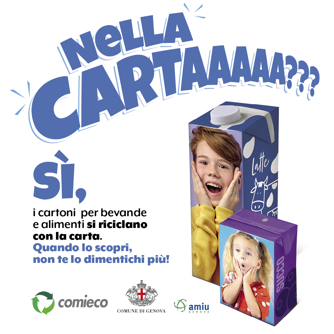 ComunediGenova's tweet photo. ➡️#AMIUINFORMA

🔵Dubbi su dove buttare i cartoni per alimenti e bevande? Si conferiscono nel contenitore blu della carta.

Anche se sono fatti di carta, plastica e un sottile strato di alluminio, vengono recuperati come carta perché il processo di riciclo separa i materiali. https://t.co/a78MfuiSnu