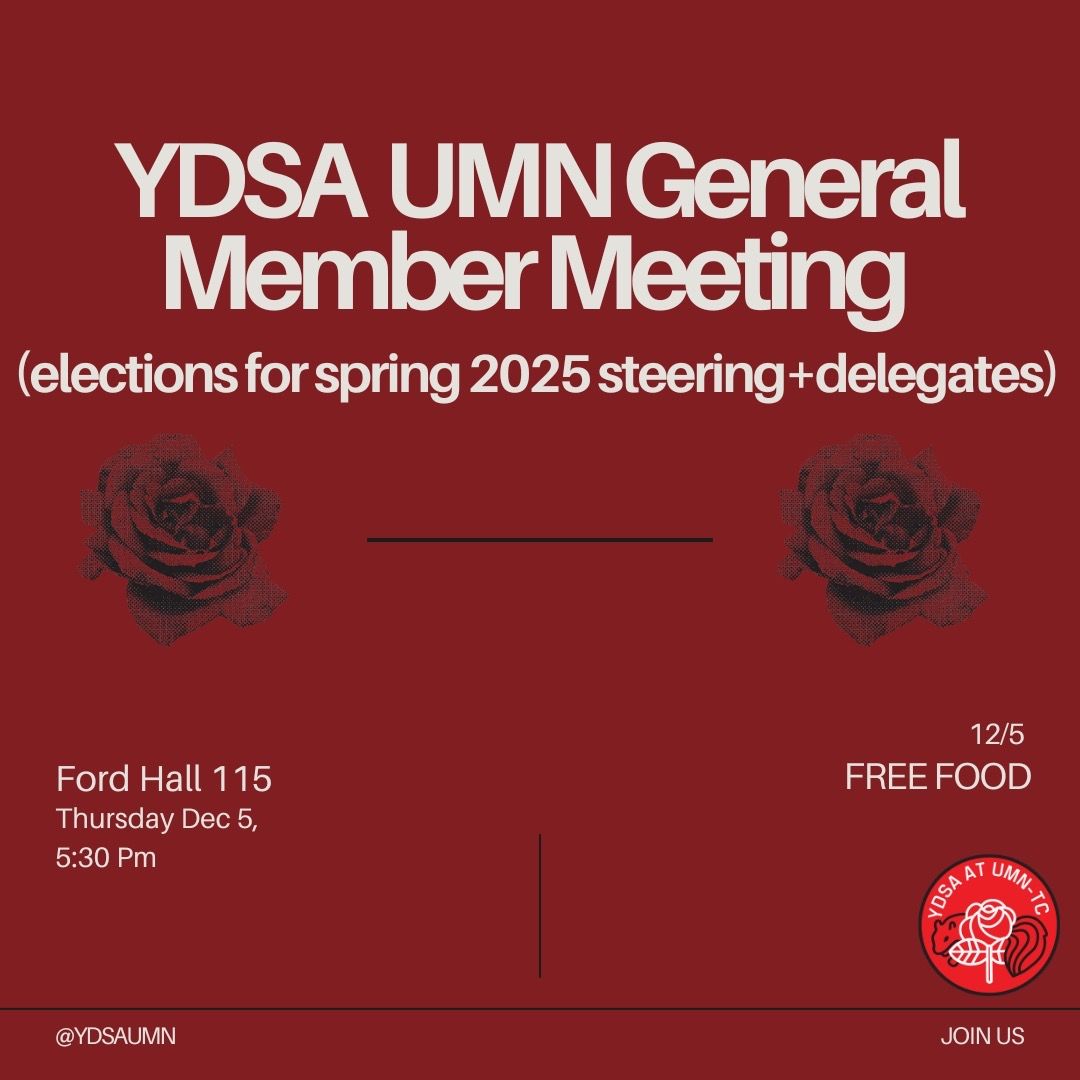 ydsaumn's tweet image. Its about that time- our General Meeting for ELECTIONS is on Thursday, December 5th at 5:30! Scroll thru for more info! IMPORTANT DEADLINES: steering election nominations are due by November 28th, and nominations for delegates are due December 2nd!