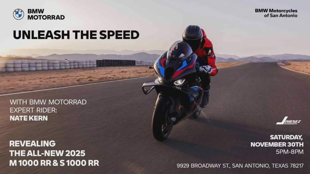 Steve_Avalos's tweet photo. This weekend join BMW Motorcycles of San Antonio as they host BMW Motorrad Factory Test Rider Nate Kern for his unveiling of the 2025 M 1000 RR &amp; S 1000 RR the beginning of the DoubleR Tour of #SouthCentralBMWMotorradDealers network.

#BMWMotorcyclesofSanAntonio #natekernracing https://t.co/Xunp7Zzmzk