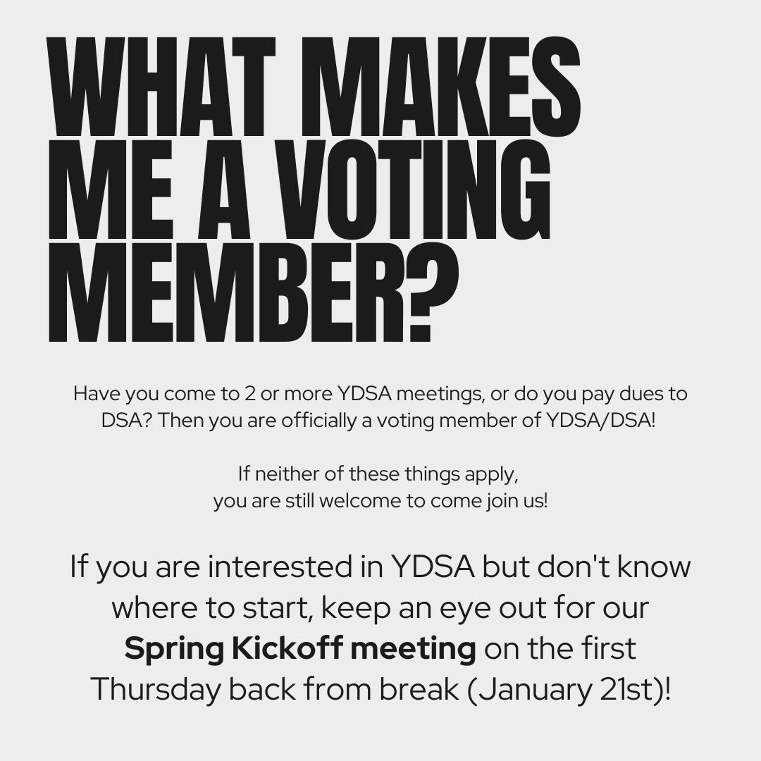 ydsaumn's tweet image. Its about that time- our General Meeting for ELECTIONS is on Thursday, December 5th at 5:30! Scroll thru for more info! IMPORTANT DEADLINES: steering election nominations are due by November 28th, and nominations for delegates are due December 2nd!