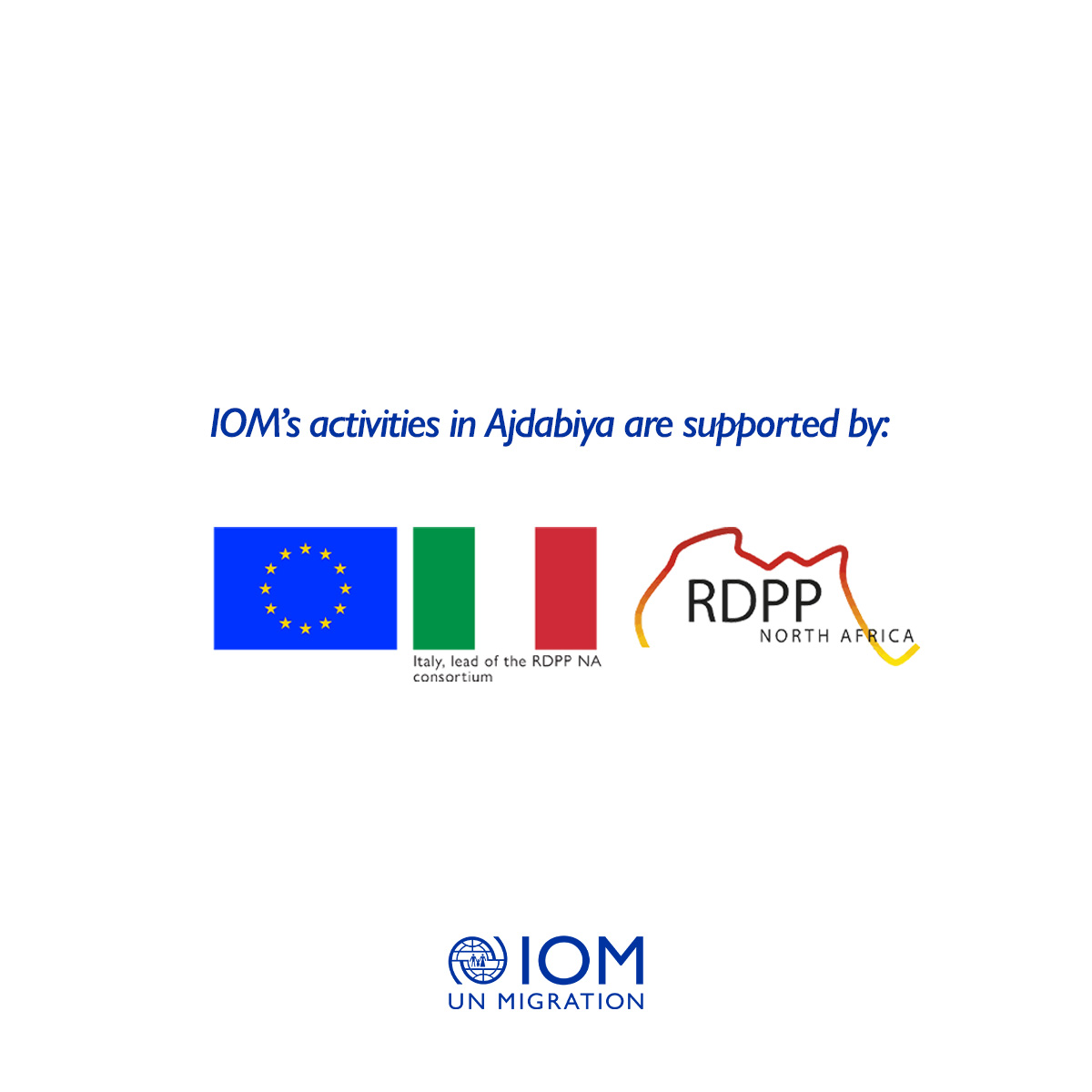IOM_Libya's tweet photo. With thanks to #RDPP-NA, funded by 🇪🇺 &amp; 🇮🇹, IOM is promoting rights-based solutions for migrants &amp; host communities in Ajdabiya. Through the Migrant Resource &amp; Response Mechanism, IOM provides life-saving aid, health services &amp; psychosocial support, building resilience for all. https://t.co/LFCqPaAUWa