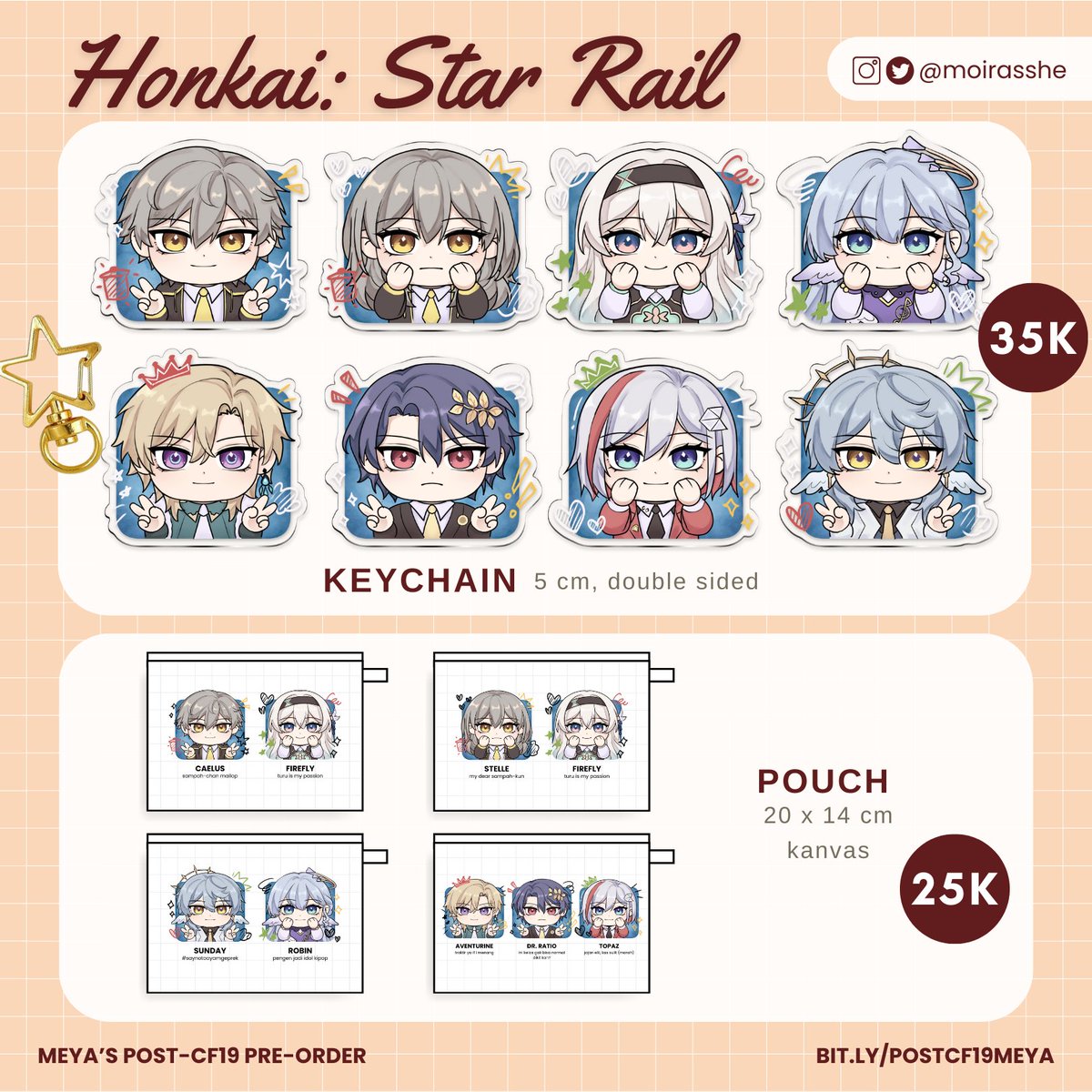 moirasshe's tweet photo. ✨ MEYA'S POST-CF19 PRE-ORDER ✨
Shares are very appreciated!

Haloo! Siapa nih yang ketinggalan merchku pas CF19? Aku udah buka PO lagii hihii 🫶🫶

❤️ Love and Deepspace, Honkai: Star Rail, IDOLiSH7
📆 26 November—5 Desember 2024
🔗 https://t.co/v27vSSwbGr

#comifuro19 #cf19 https://t.co/9kit4Va74d