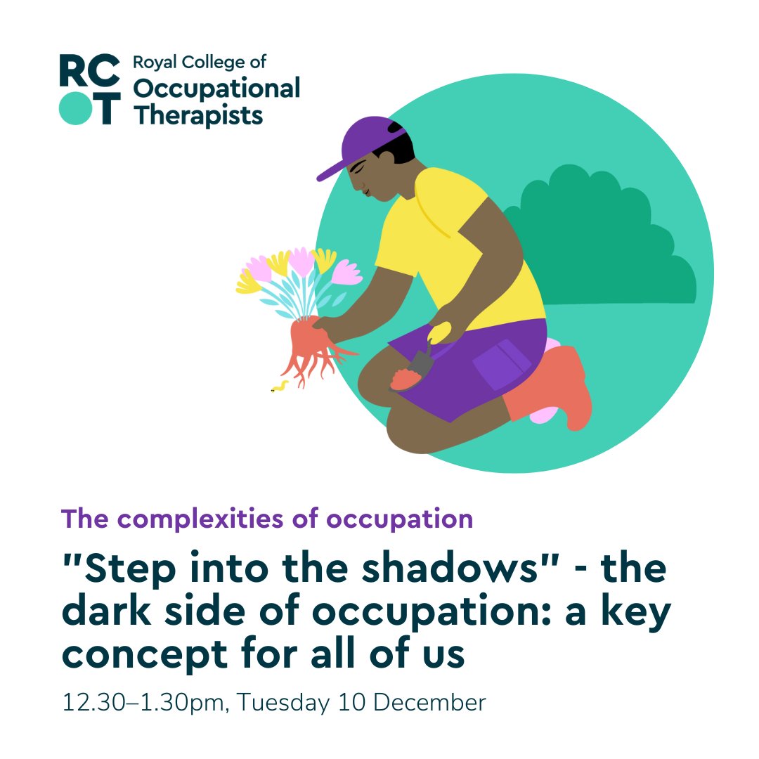In the final lecture in our series on the complexity of occupation, Sam Baker examines the dark side of occupation in the context of occupational therapy. 

🗓️ Join us, 12.30–1.30pm, Tuesday 10 December. 
🎟️ Confirm your space: loom.ly/AkyIK5w