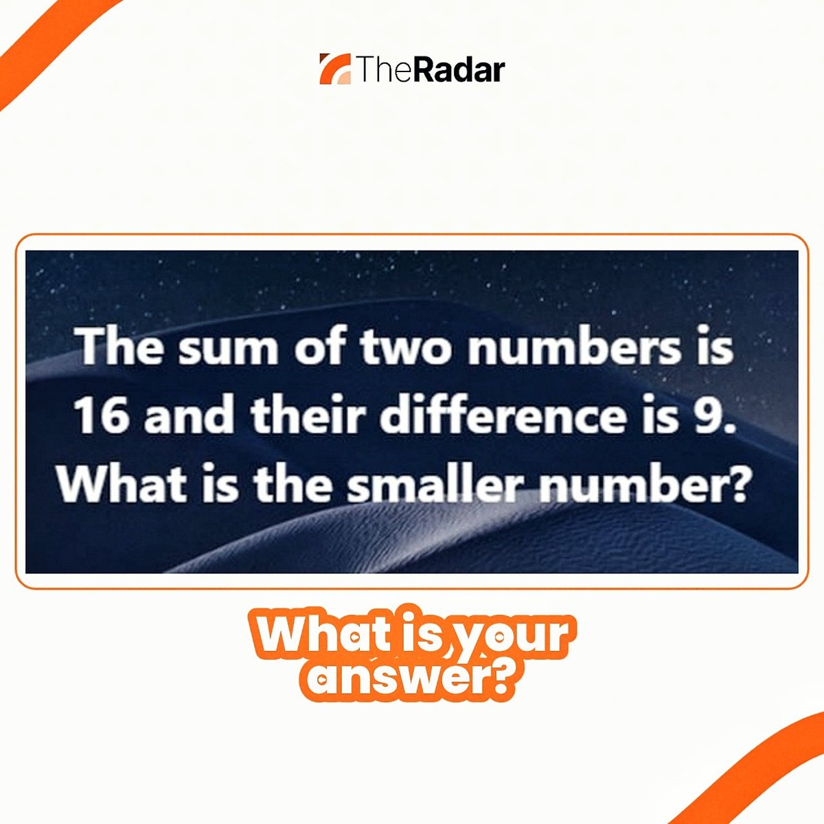 TheRadar_ng's tweet photo. How smart are you! 

#Reno #Arcane       #AngelAt39 #Donjazzy #Dangote #PatrickDoyle #NationalGrid #Beyonce #EFCC #Davido #ChoChoChoAkure #PortHarcourtRefinery #SanwoOlu #KogiState #MeghanMarkle https://t.co/bQa4DImU1g
