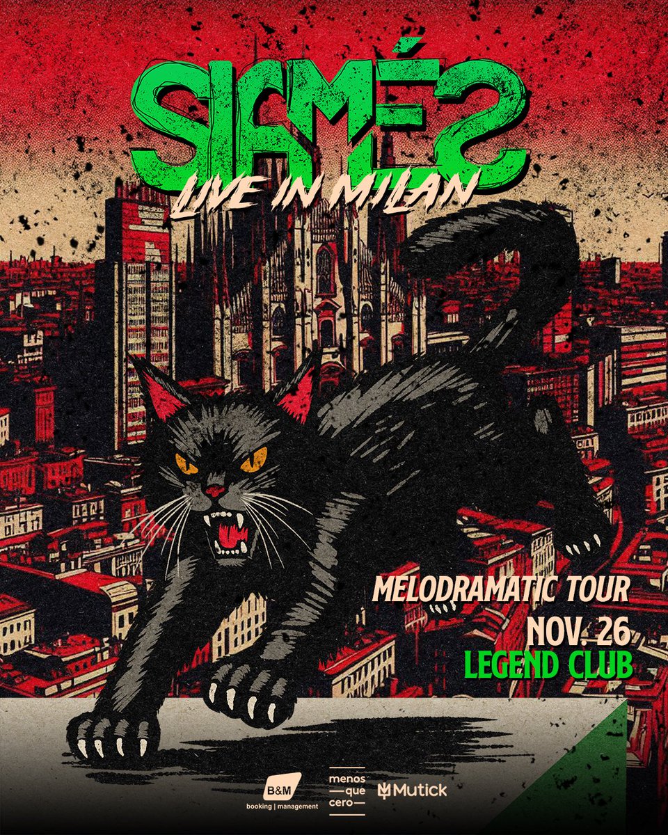 Next stop: MILANO ❤️🇮🇹

Join us TONIGHT at Legend Club to celebrate and support the release of our new album 𝘔𝘌𝘓𝘖𝘋𝘙𝘈𝘔𝘈𝘛𝘐𝘊 and all the band’s classics as part of the MELODRAMATIC tour.

🎫 Tickets available in linktr.ee/siames