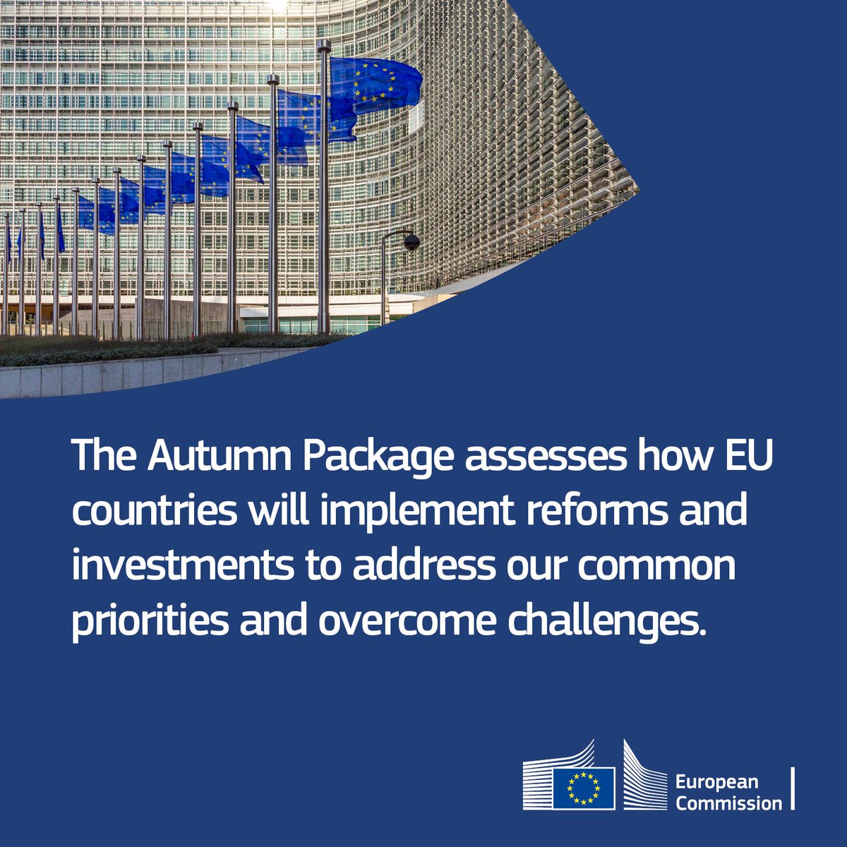 EU_Commission's tweet photo. We are presenting the 2024 #EuropeanSemester Autumn Package for first time under the new economic framework to support EU countries to: 

📂 achieve macroeconomic stability 
📂 strengthen fiscal sustainability 
📂 encourage reforms and investments