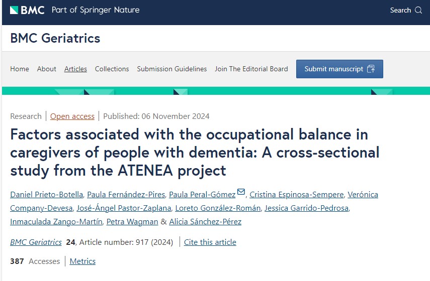 🆕Un estudi revela que l’educació, l’estat laboral, el suport en les tasques domèstiques i factors clínics com la sobrecàrrega o l’angoixa psicològica són clau per a mantenir l’equilibri ocupacional dels cuidadors informals de persones amb demència 

➡️bmcgeriatr.biomedcentral.com/articles/10.11…