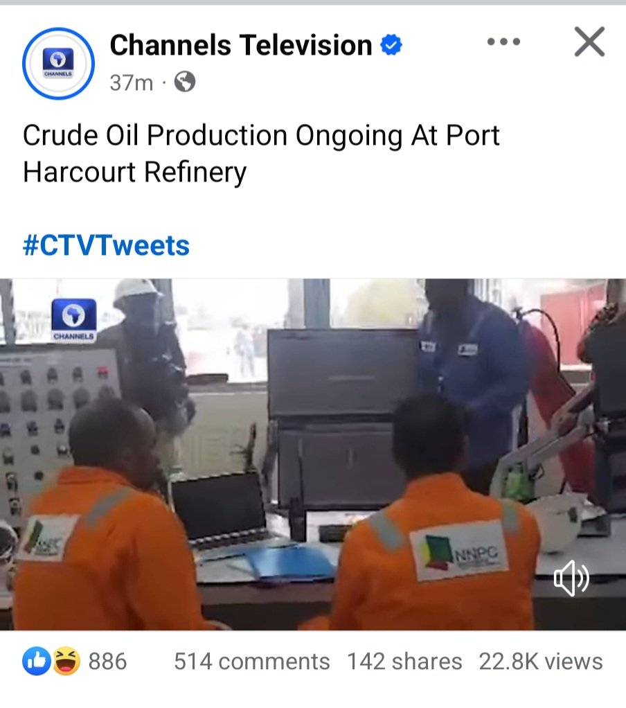 OpeyemiDuke's tweet photo. Crude oil production at refinery? This is shameful @channelstv https://t.co/ryGhnFduPU