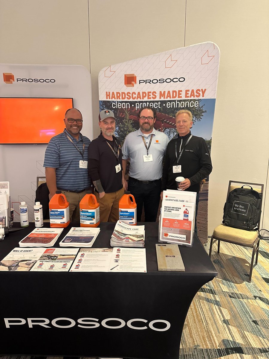 PROSOCO's tweet image. We loved spending last week with our friends at Techo-Bloc and their distributors. The opportunity train on masonry cleaning and protecting best practices and engage with this group was tremendous.
#PROSOCO #TechoBloc #LandscapeCleaning #LandscapeConstruction #Hardscape #Outdoor