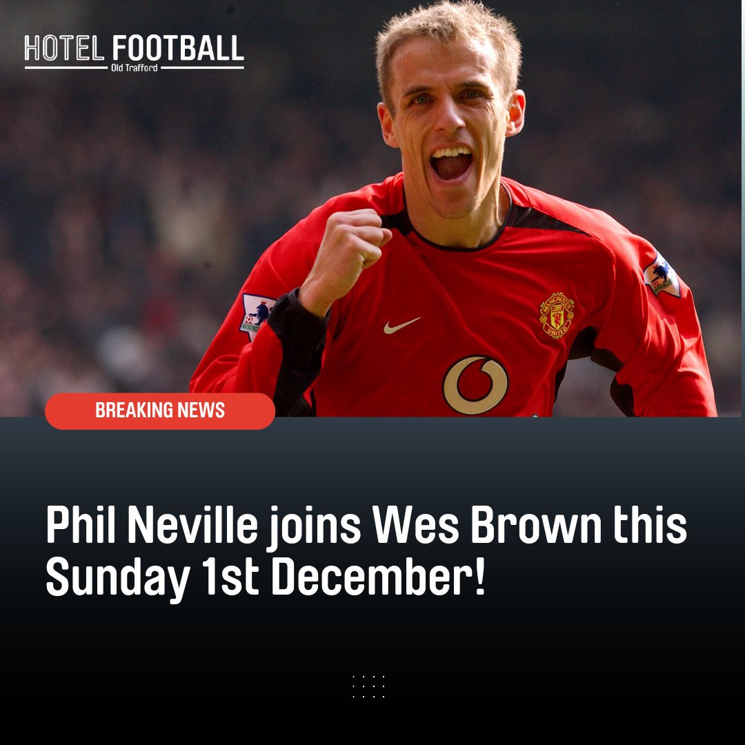Our wonderful Phil is back home at HF this weekend.

Join him AND Wes Brown ahead of MUFC v Everton 🤩

hotel-football.vouchercart.com/34094/manchest…