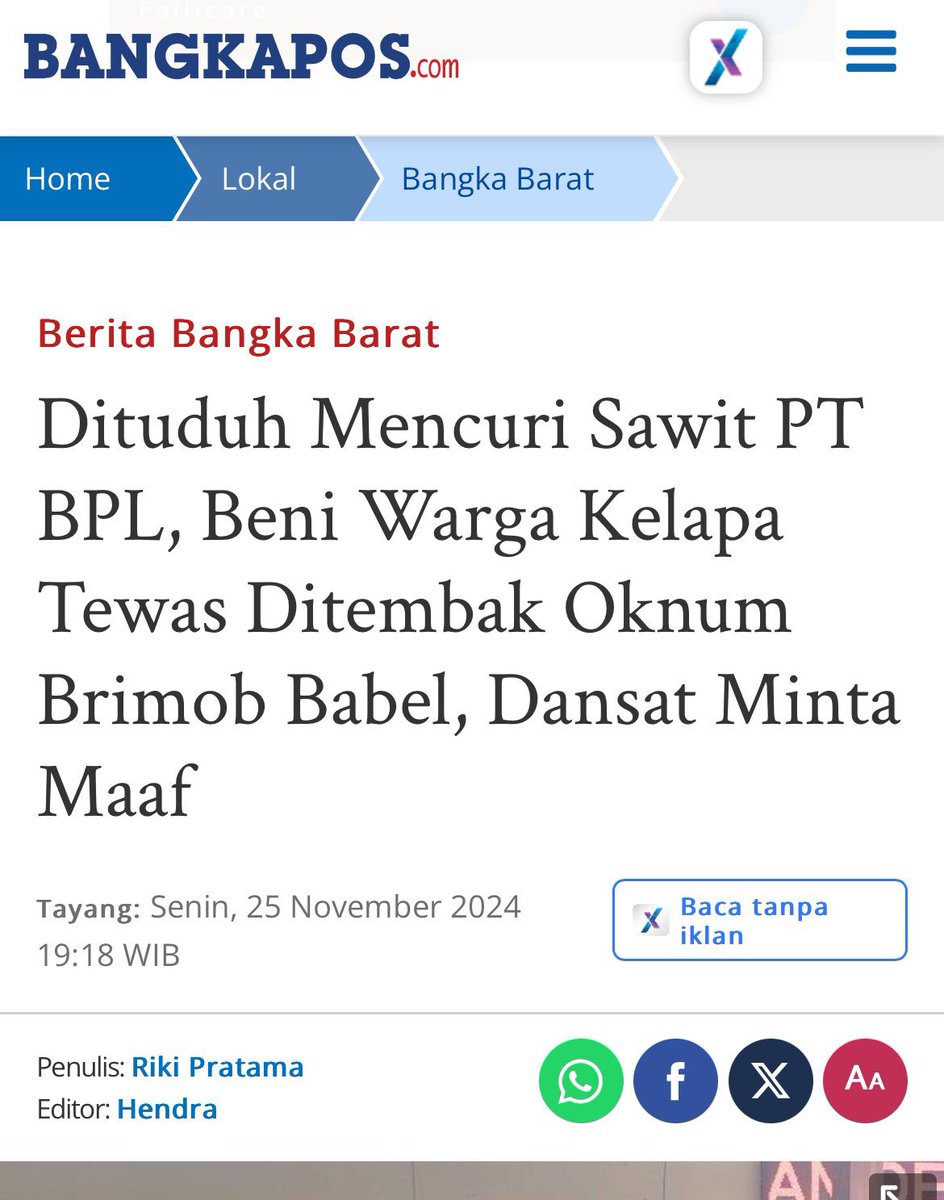 Minggu ini baru berjalan 3 hari, tapi kita sudah dipertontonkan oleh tindakan kejam aparat kepolisian.

3 peristiwa penembakan yang dilakukan polisi ke polisi dan masyarakat sipil terjadi di Solok-Sumatera Barat, Semarang- Jawa Tengah dan Bangka Belitung.

Ada apa dengan "oknum"