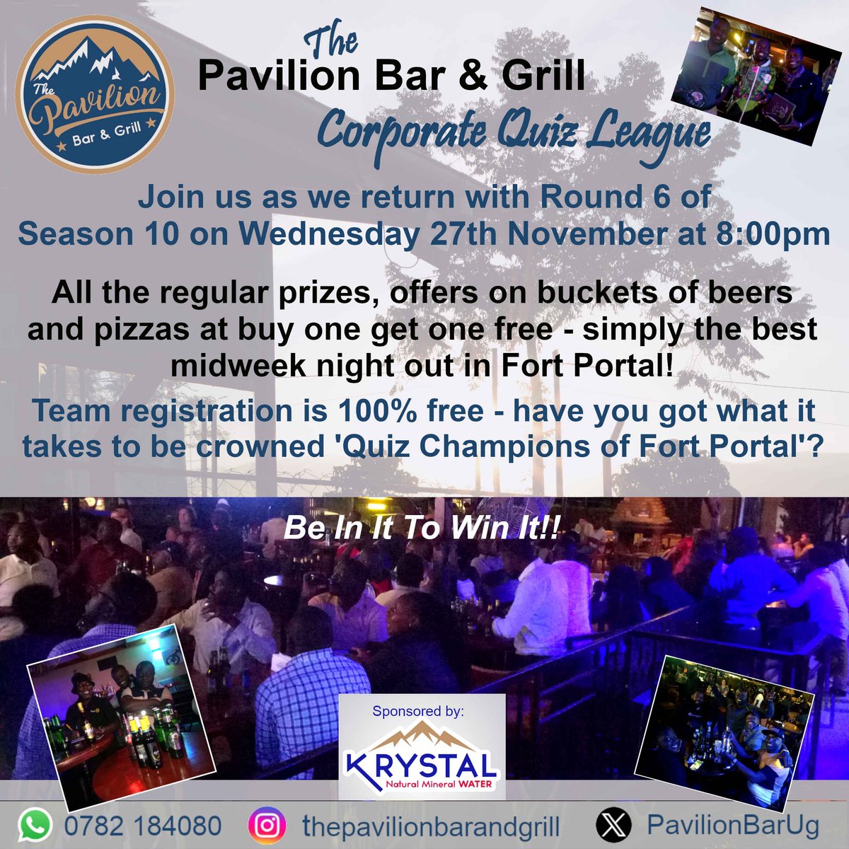 PavilionBarUg's tweet image. We&apos;ve got you covered all week!

Quiz Night on Wednesday and then a return of DJ Bankrobber, Alfonkodee &amp;amp; Solo the Shaker for another awesome &apos;Afro Weekend&apos;, plus our house DJs &amp;amp; DJ Chris Marvin!

See you here soon!

#quiznights #bestvibes #bestnightsout #fortportaltourismcity