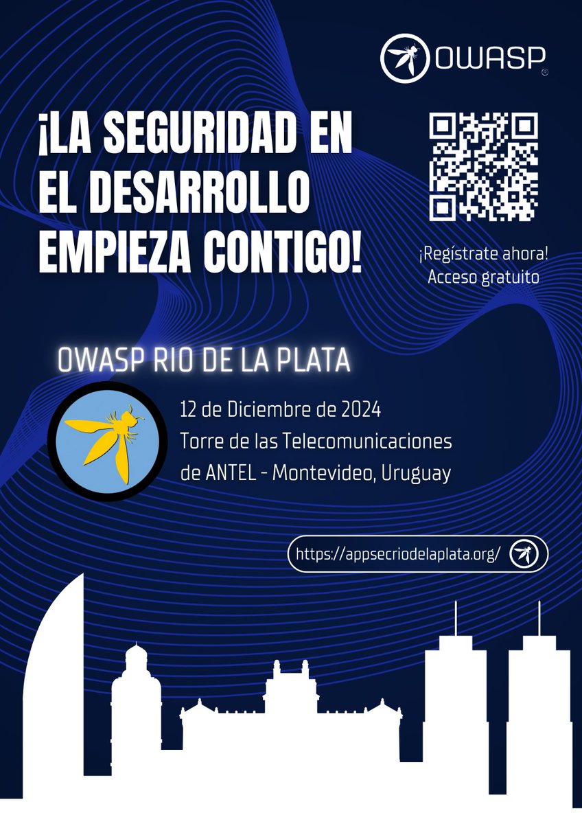 📣📣📣 ¡Cerrá el año con el mejor evento de ciberseguridad!

(Si es gratis, pero con cupos limitados, no te duermas😴😴😴) 

OWASP Rio de la Plata, 12/12/24 - Torre de las Telecomunicaciones de ANTEL.