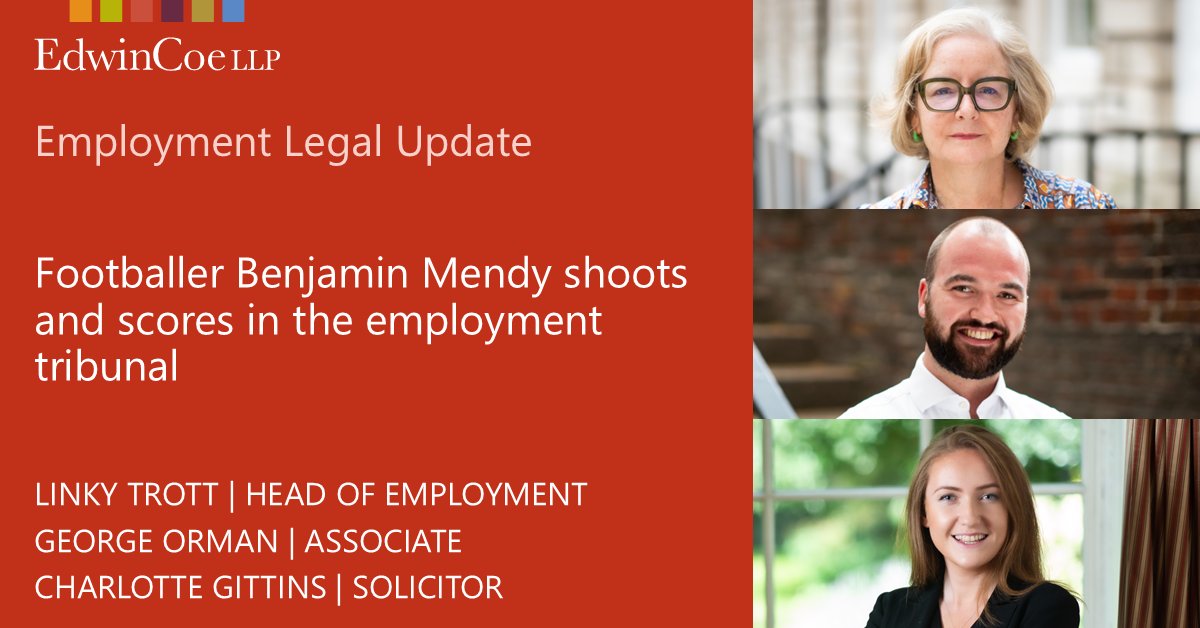 It seems like former Manchester City footballer, Benjamin Mendy just scored a major goal in his employment tribunal match against his former employer, Manchester City Football Club Limited. 

edwincoe.com/blogs/main/foo…

#employmentlaw