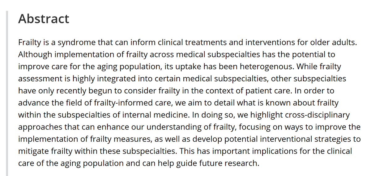 Agingdoc⭐David Barzilai🔔MD PhD MS MBA DipABLM🩺 (@agingdoc1) on Twitter photo Frailty integration in medical specialties: Current evidence and suggested strategies from the Clin-STAR frailty interest group | <a href="/AGSJournal/">JAGS</a>
agsjournals.onlinelibrary.wiley.com/doi/10.1111/jg… | <a href="/DrAROrkaby/">Ariela Orkaby MD MPH</a> @KWyshamMD
@NamrataRheum <a href="/AdamFayeMD/">Adam Faye MD MS</a> @andreashermanNY <a href="/LoewenthalMd/">Julia Loewenthal, MD</a> <a href="/bkocharmd/">Bharati Kochar</a> <a href="/JeremyWalstonMD/">Jeremy Walston MD</a> Frailty integration in medical specialties: Current evidence and suggested strategies from the Clin-STAR frailty interest group | <a href="/AGSJournal/">JAGS</a>
agsjournals.onlinelibrary.wiley.com/doi/10.1111/jg… | <a href="/DrAROrkaby/">Ariela Orkaby MD MPH</a> @KWyshamMD
@NamrataRheum <a href="/AdamFayeMD/">Adam Faye MD MS</a> @andreashermanNY <a href="/LoewenthalMd/">Julia Loewenthal, MD</a> <a href="/bkocharmd/">Bharati Kochar</a> <a href="/JeremyWalstonMD/">Jeremy Walston MD</a>
