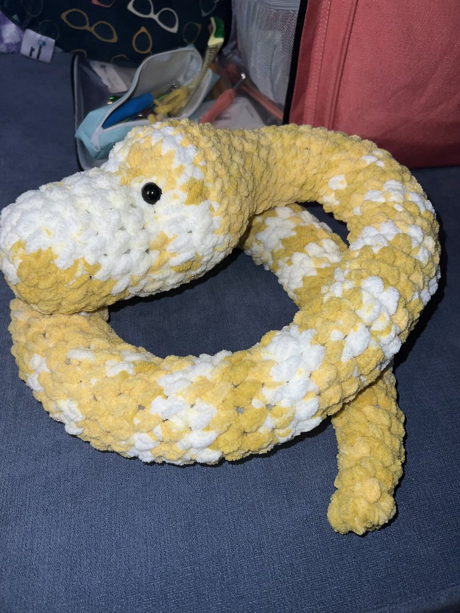 omfg_nikki's tweet photo. Latest crochet project: a snake! My nephew loved it- I was worried he wouldn’t haha https://t.co/eHxRgSYkWB