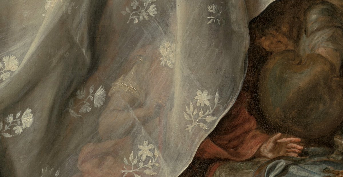 I know nothing about this type of trompe l'oeil — a curtain, painted over the main part of the composition. Can anyone enlighten me? I'm rather in love with it... christies.com/en/lot/lot-651…
