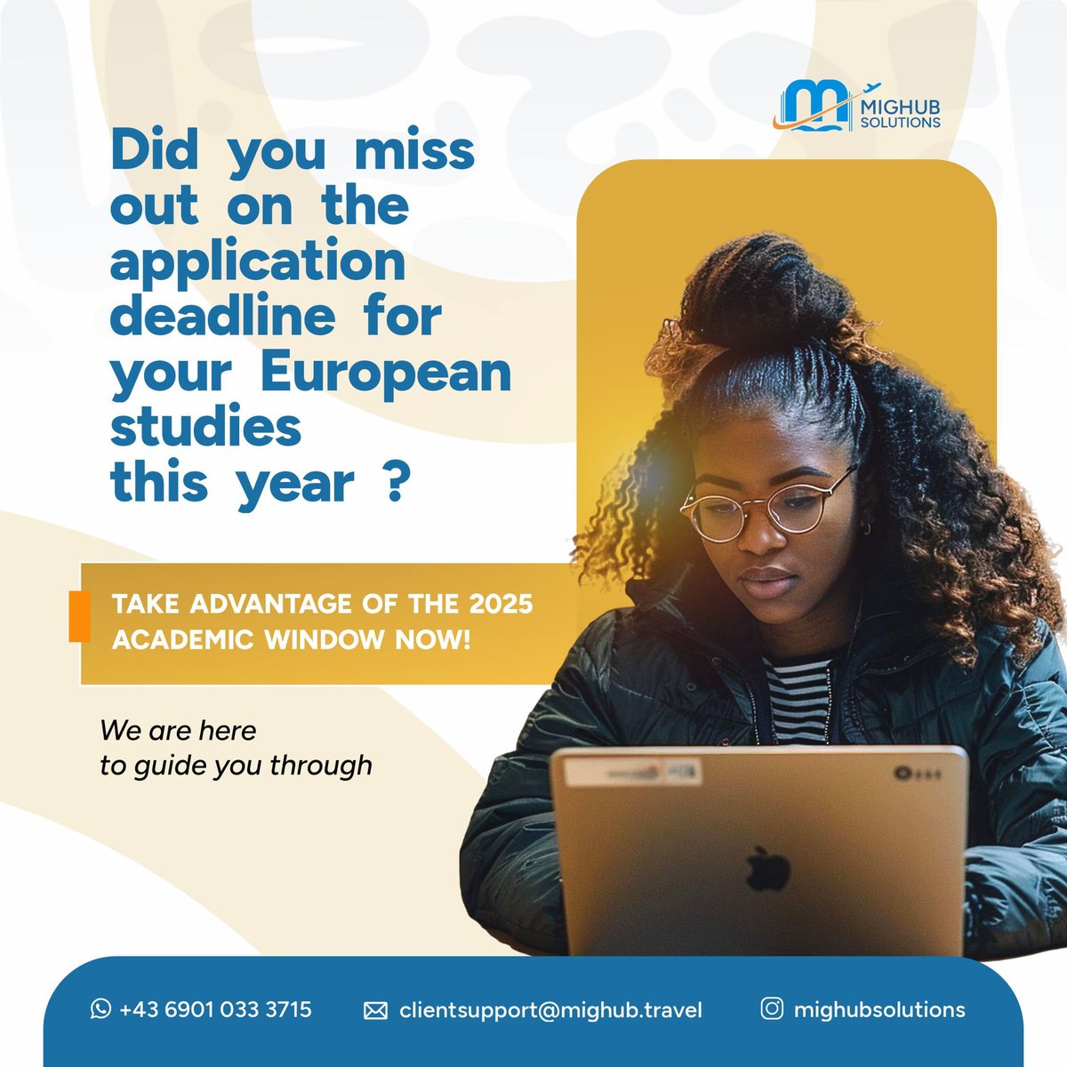 MigHubSolutions's tweet photo. Still confused on what steps to take to study in Europe?

Worry no more!
With our expertise, we can assist you navigate to make your application process seamless.
Send us a dm, WhatsApp chat on +4369010333715, or visit the link in our bio to get started. 
https://t.co/iZrnNPCzQr https://t.co/P6U7dxFFJf