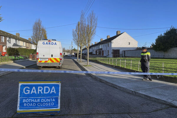 26/11/2024 Dublin ireland. Gardai at the scene of a murder investigation that is under way following the violent death of a man in Finglas in the early hours of this morning. The man, who was in his 60s, was attacked outside a house in Dunsink Green just after midnight. Gardai