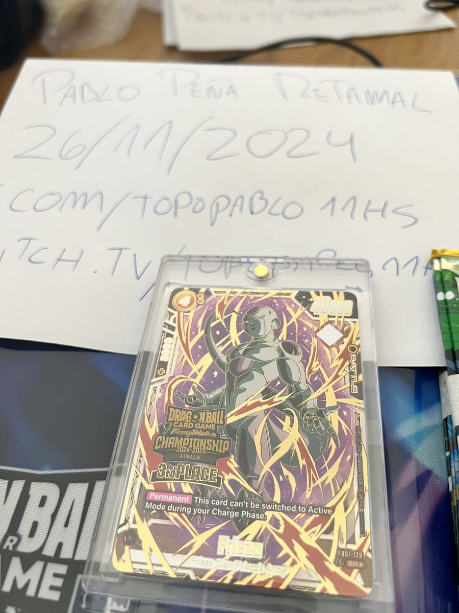 Escucho ofertas por los premios del finals (tercer lugar).

Ya se vendieron los markers dorados 

#DBFW 
#フュージョンワールド
#ドラゴンボールフュージョンワールド