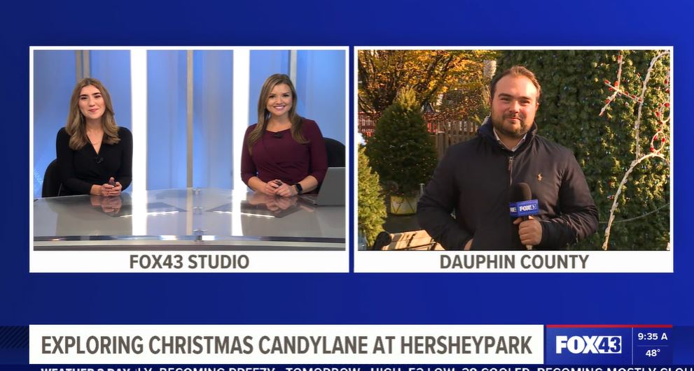 Holiday Happenings:  Tyler is LIVE at <a href="/Hersheypark/">Hersheypark</a> giving us all the sights, sounds and delicious treats of Christmas CandyLane and Sweet Lights! <a href="/SedonaMeadows/">Sedona Meadows</a>