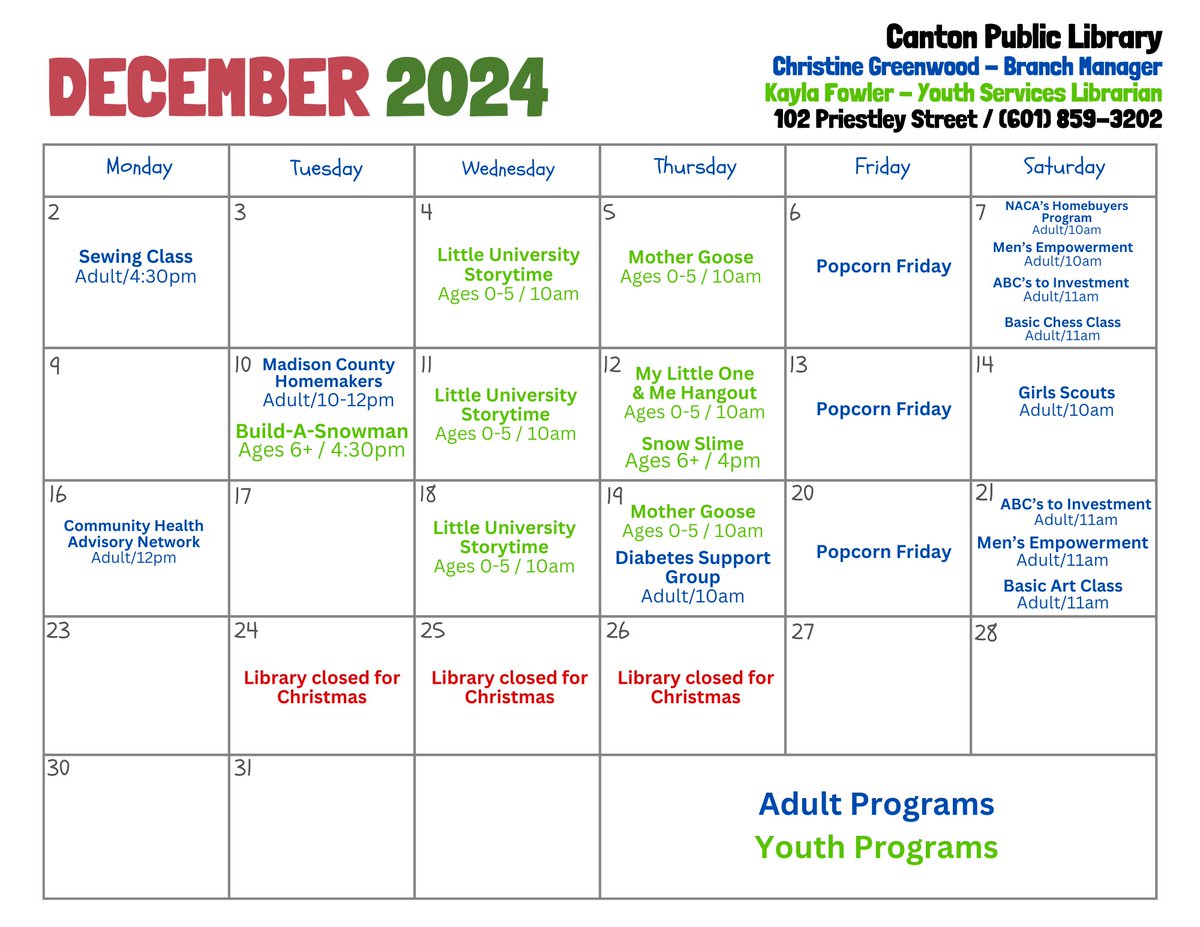 Here are all of our MCLS December calendars! We have something fun for everyone!