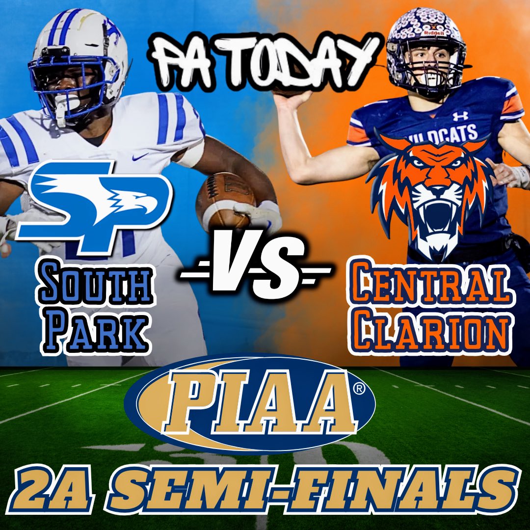 PA Today (@pa_todaysports) on Twitter photo This weekโs PA Today Game of the Week is the 2A PIAA Semi-Final showdown between South Park and Central Clarion. Be sure to turn on your notifications this Friday for live in game updates!
<a href="/JaceFerguson16/">Jace Ferguson</a> <a href="/CentralClarion/">Central Clarion Wildcats</a>
<a href="/SPFB_Eagles/">South Park Football</a> <a href="/CoachAbbeySP/">Brian Abbey</a> <a href="/eric_doerue/">Eric Doerue</a>
TUNE IN. This weekโs PA Today Game of the Week is the 2A PIAA Semi-Final showdown between South Park and Central Clarion. Be sure to turn on your notifications this Friday for live in game updates!
<a href="/JaceFerguson16/">Jace Ferguson</a> <a href="/CentralClarion/">Central Clarion Wildcats</a>
<a href="/SPFB_Eagles/">South Park Football</a> <a href="/CoachAbbeySP/">Brian Abbey</a> <a href="/eric_doerue/">Eric Doerue</a>
TUNE IN.