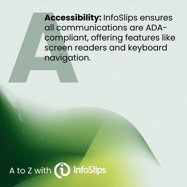 InfoSlips's tweet image. Accessibility is at the forefront with InfoSlips, which proudly guarantees all communications meet ADA compliance. With innovative features such as screen reader support and seamless keyboard navigation, we strive to make information accessible for everyone! #DocumentsReinvented