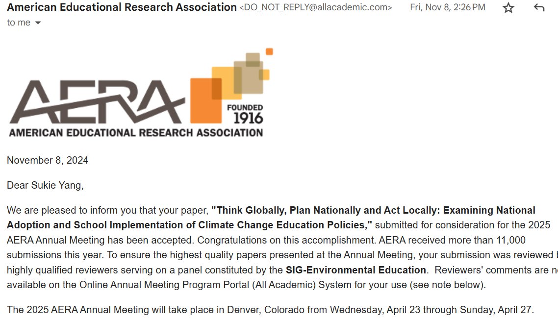 A very exciting April ahead! Happy to share my dissertation chapter on environmental education and ongoing work on natural disaster and migration at PAA and AERA. Thanks to the session organizers. It is also my first time presenting <a href="/AERA_EdResearch/">AERA</a>.