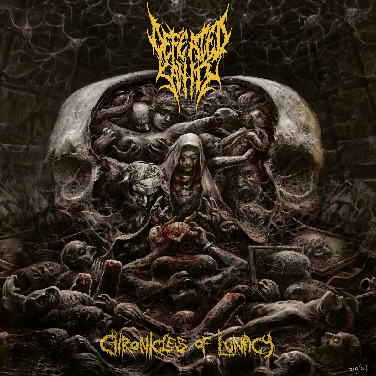 Tmetalicoweb's tweet image. TruenoReview: Posiblemente uno de los Lp más brutales y técnicos del año. Tremendos 🇩🇪#DefeatedSanity con &quot;Chronicles of Lunacy&quot;. Un Technical Brutal #DeathMetal  absolutamente demoledor. 33 min con un riff, un groove, un gutural y una caja de infarto!! defeatedsanity.bandcamp.com/album/chronicl…