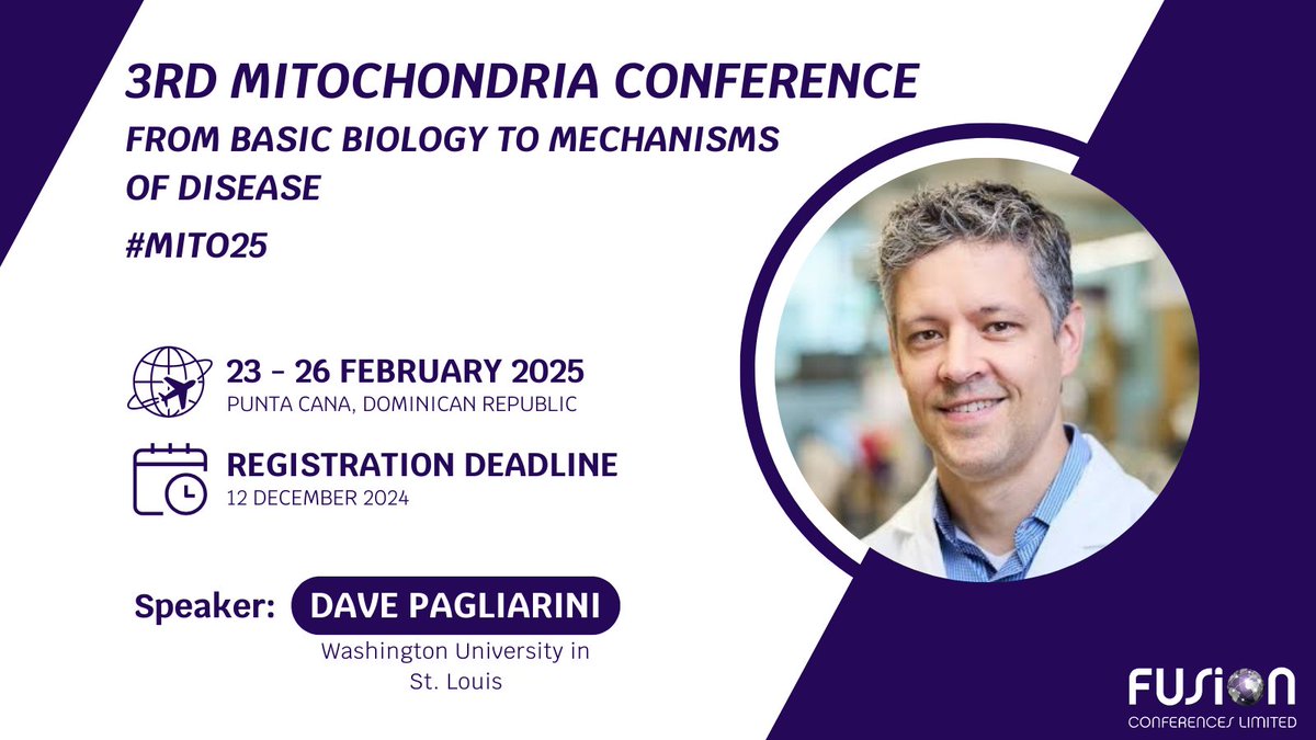 Fusion Conferences (@fusion_conf) on Twitter photo <a href="/Pagliarini_Lab/">Pagliarini Lab</a> we are looking forward to your presentation at #Mito25 this coming February☀️There is only 2 WEEKS left to register, so please RT to let your followers know limited spaces remain to join us in the Dominican Republic! 🇩🇴
Register here➡️bit.ly/3zPBufN <a href="/Pagliarini_Lab/">Pagliarini Lab</a> we are looking forward to your presentation at #Mito25 this coming February☀️There is only 2 WEEKS left to register, so please RT to let your followers know limited spaces remain to join us in the Dominican Republic! 🇩🇴
Register here➡️bit.ly/3zPBufN