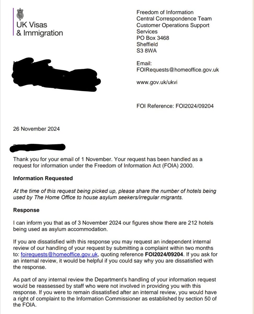 ActivePatriotUK's tweet image. 🚨 The latest freedom of information request shows there are currently 212 hotels being used to house 'IRREGULAR MIGRANTS'