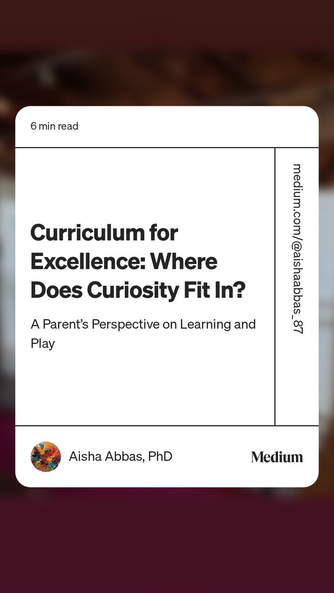 AishaAbbas87's tweet photo. Drawing from the true struggles of parenting a spirited child, I explore Scotland's Curriculum for Excellence and its impact on young learners.
https://t.co/HJJQCBHf4g https://t.co/CZlOVHOY6i