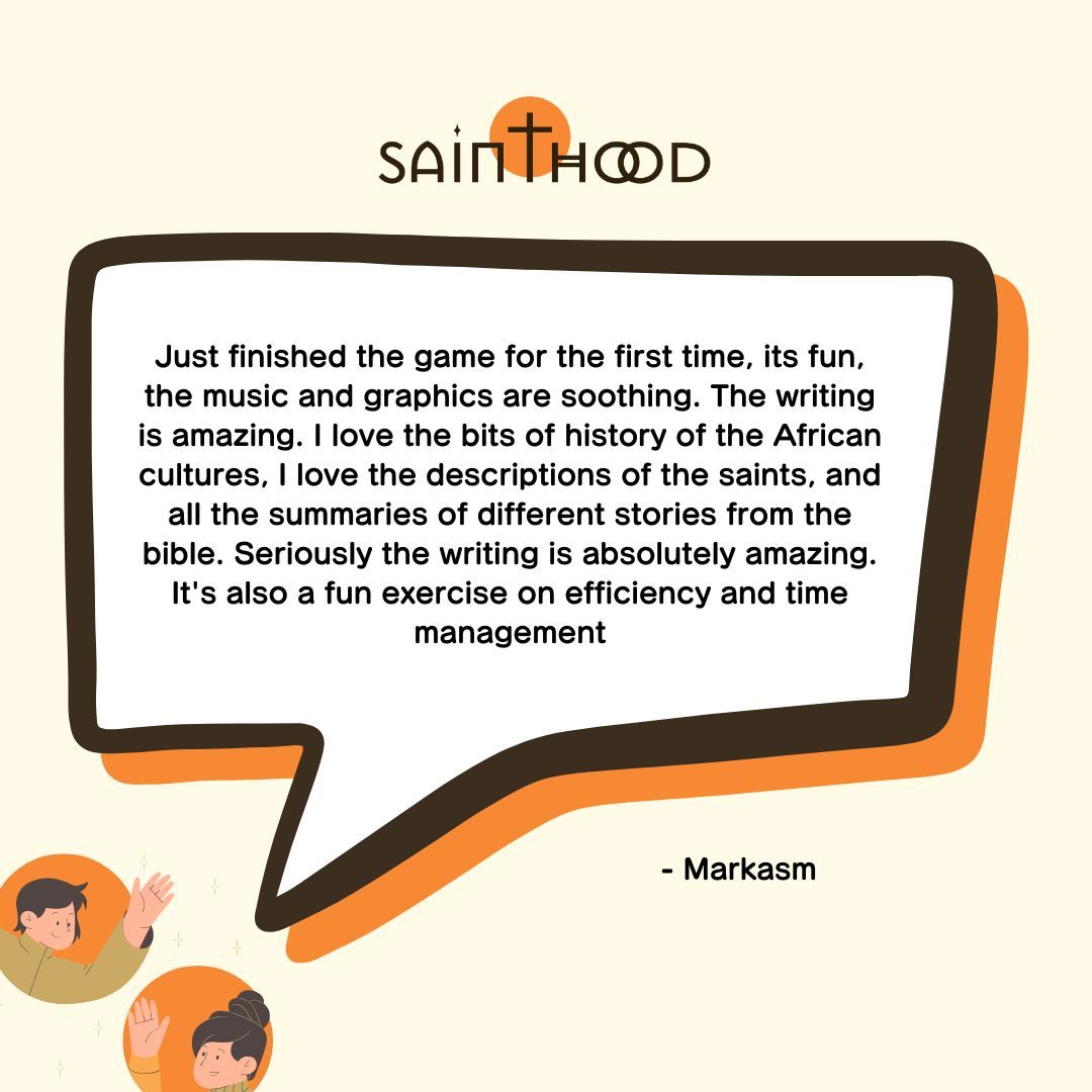 Thank you so much, Markasm, for this great review; as much as this game has been fun for all of you, it has also been a personal experience for us to share our faith and culture. #SainthoodGame #religion #God #christian #faith #prayer #Jesus #fyp #foryou  #FaithInAction #Game